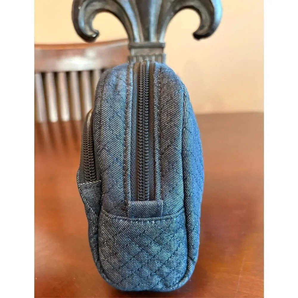 VERA BRADLEY - EUC Iconic Medium Cosmetic Bag/Travel Case in Blue/Grey Denim